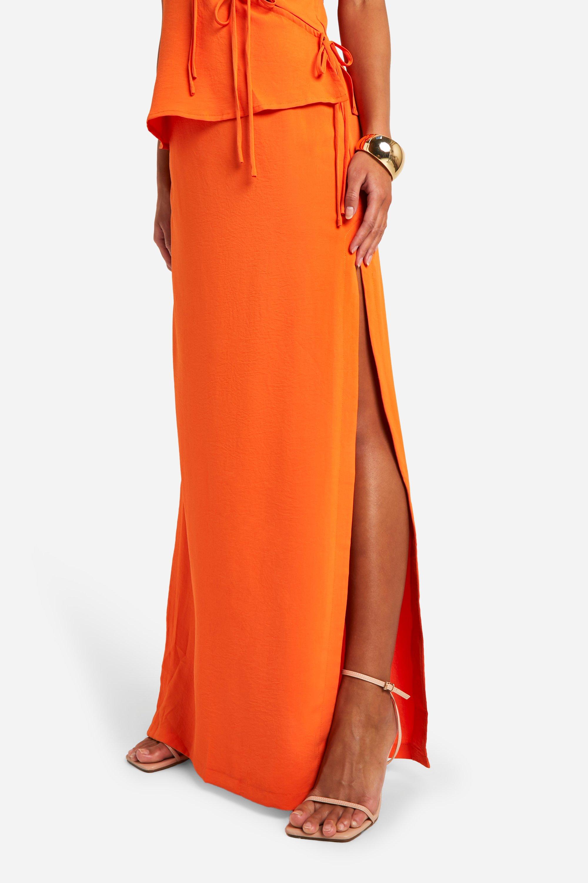 Orange skirt boohoo hotsell