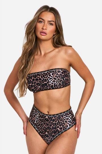 Strapless High Waist Bikini Set Met Gehaakte Stiksels black