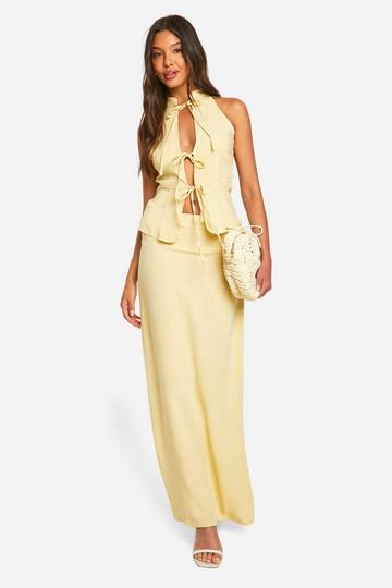 Linnen Look Maxi Rok lemon