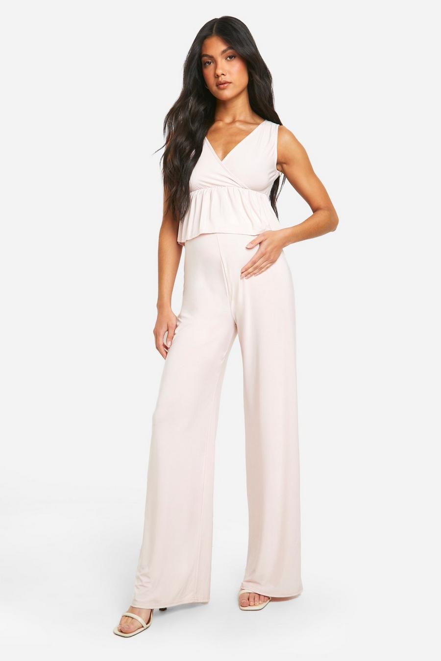 Peach Maternity Slinky Wide Leg Trouser image number 1