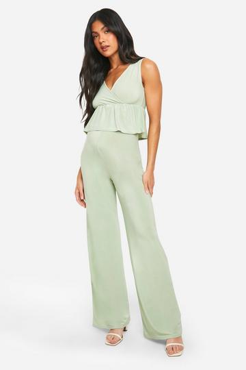 Maternity Slinky Wide Leg Trouser light green