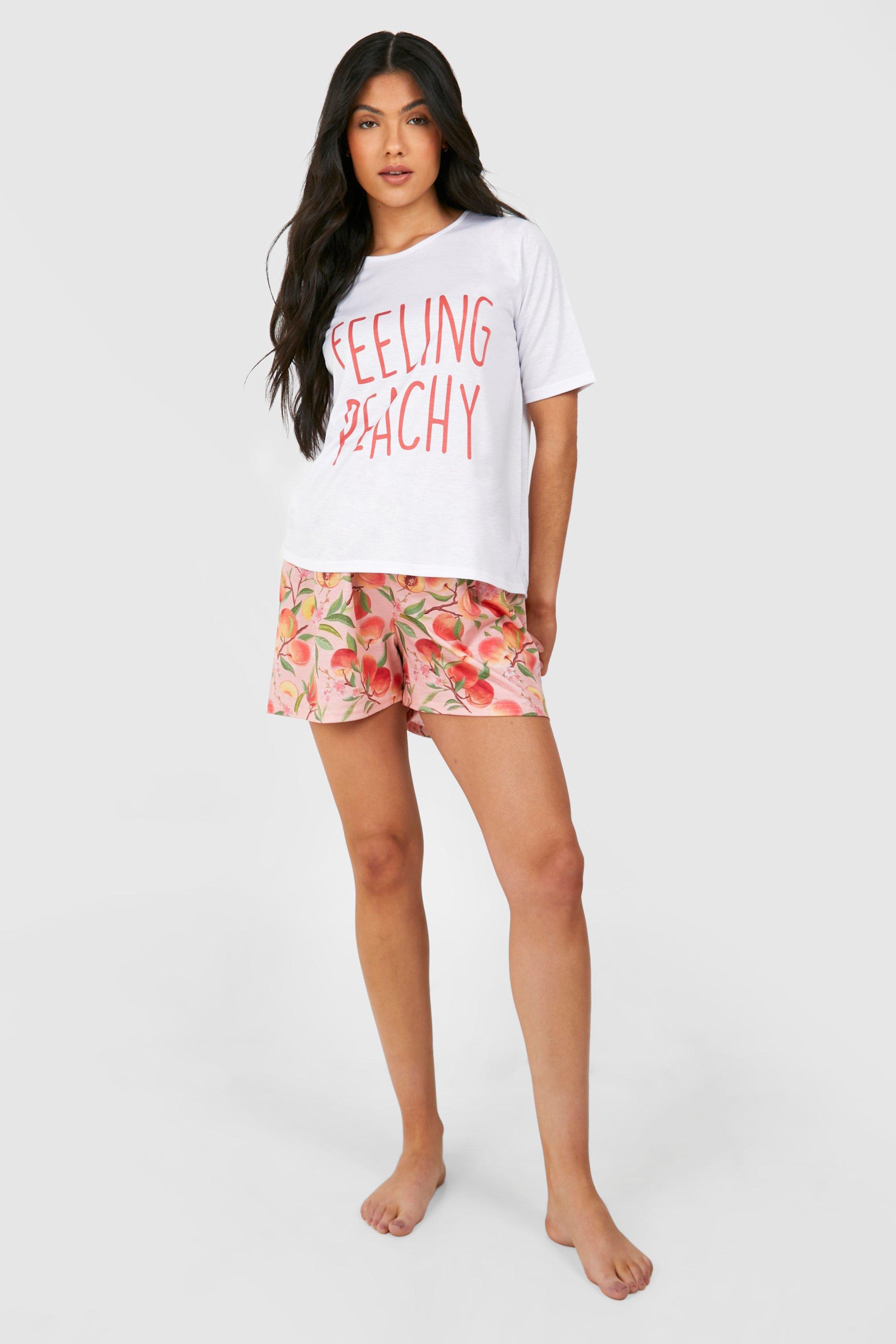 Maternity Feeling Peachy T shirt And Short Pyjama Set boohoo DK