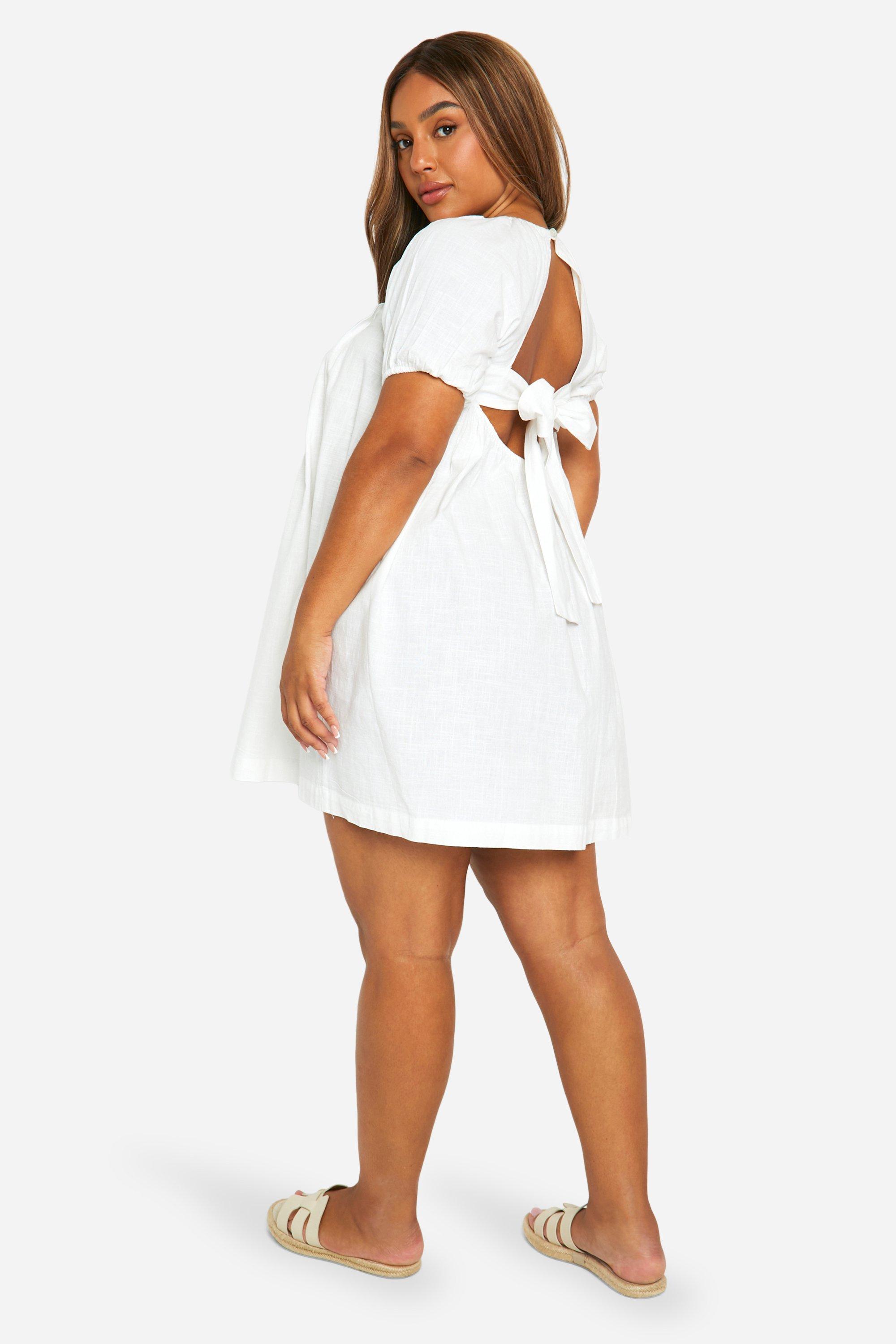 Plus fashion size white smock dress