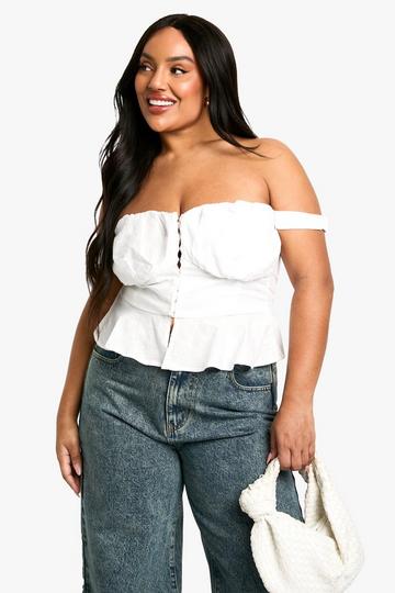 Plus Peplum Corset Top white