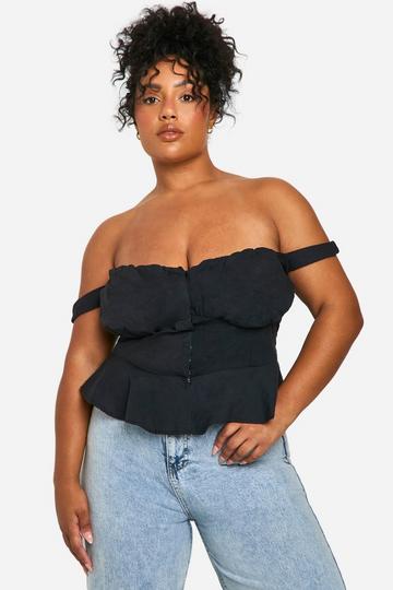 Plus Peplum Corset Top black