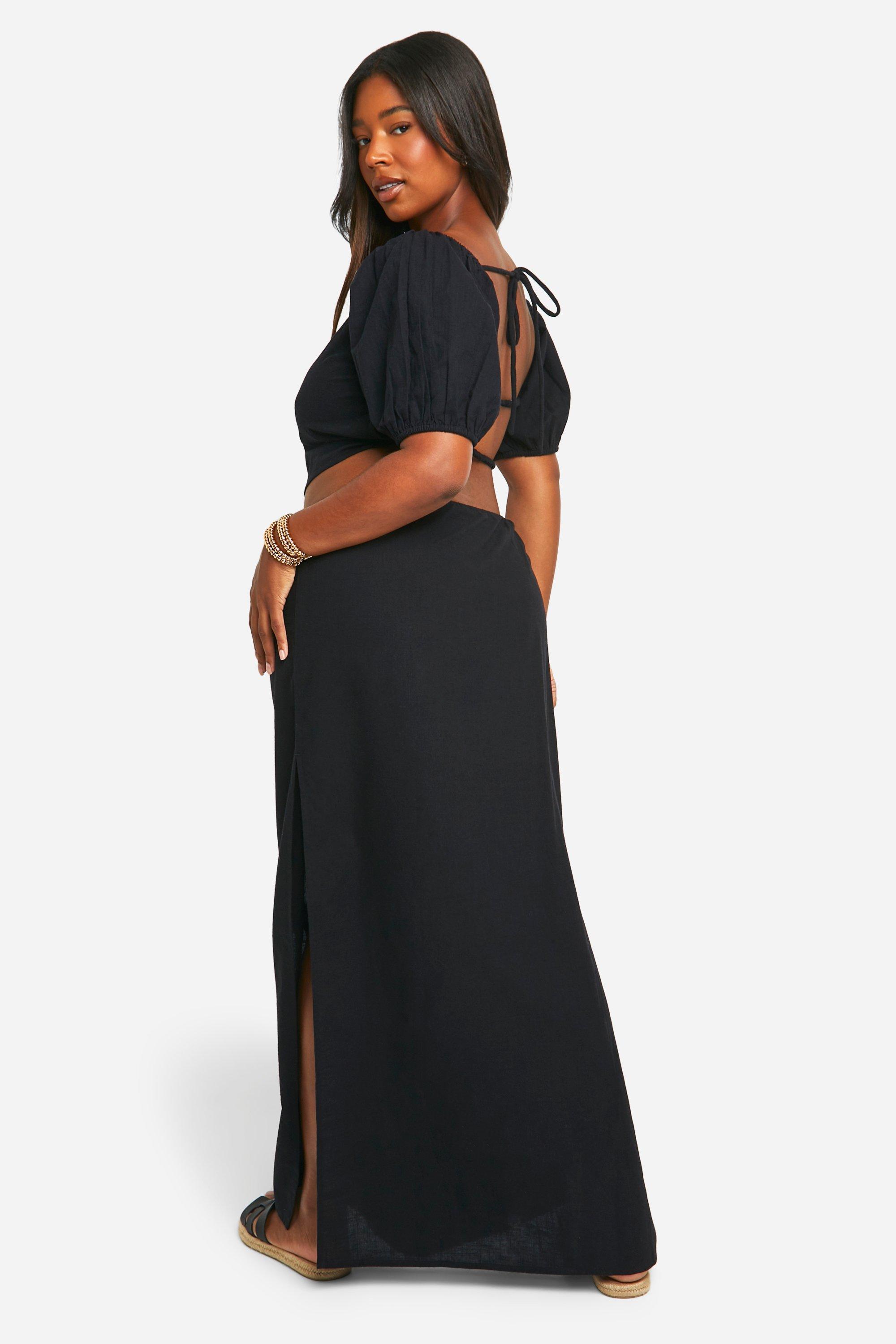 Plus size black cotton skirt hotsell