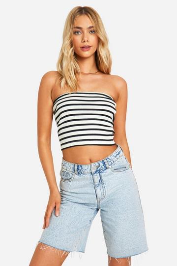 Gestreepte Long Line Jean Grazer Bandeau Top mono