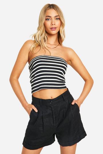 Gestreepte Long Line Jean Grazer Bandeau Top black