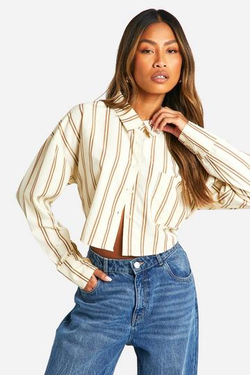 Gestreepte Boxy Crop Top stone