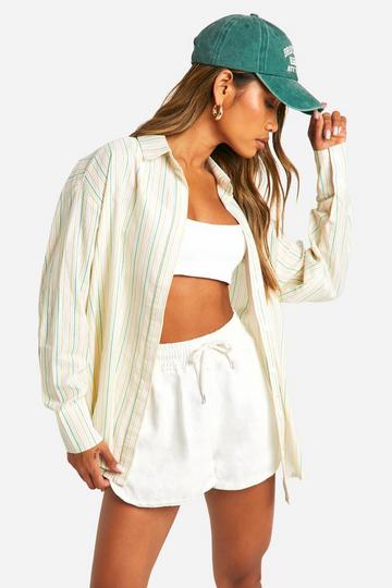 Multi Stripe Oversized Shirt white