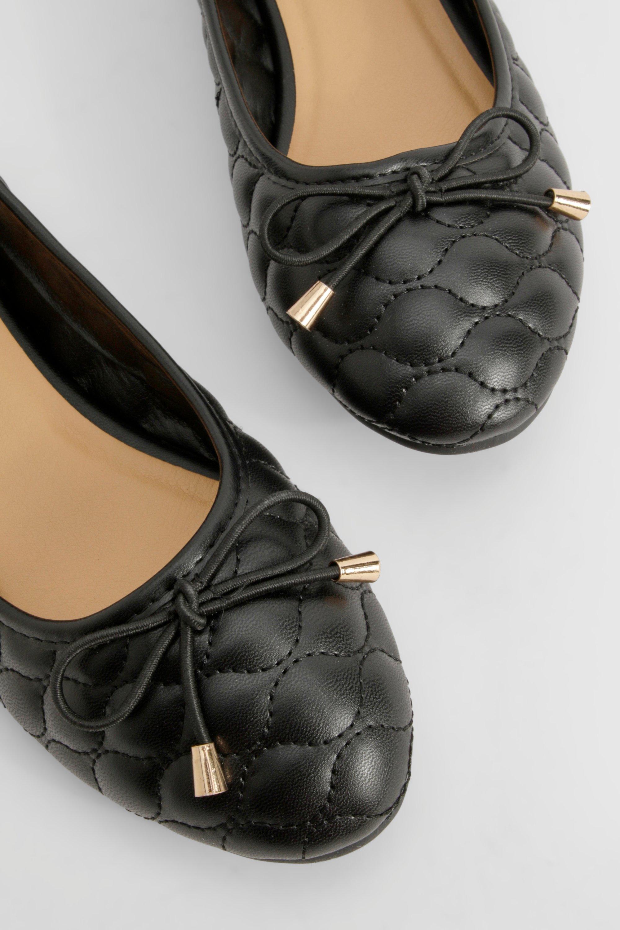 Black quilted ballet flats best sale