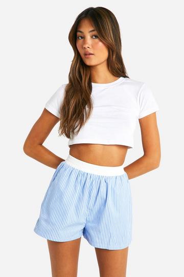 Contrast Waistband Striped Boxer Short blue