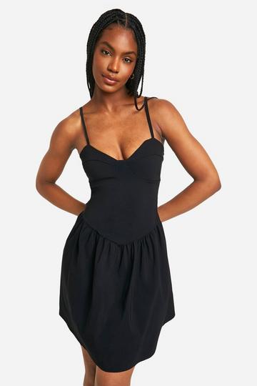 Black Tall Bengaline Corset Mini Dress