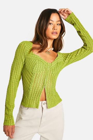 Tall Crinkle Corset Cup Detail Top lime