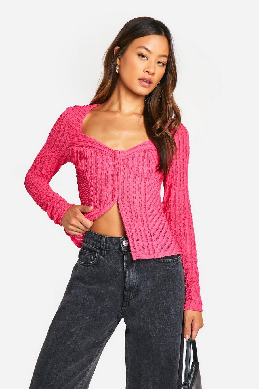 Pink Tall Crinkle Corset Cup Detail Top 