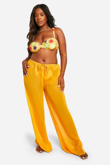 Orange Plus Drawstring Tie Beach Pants