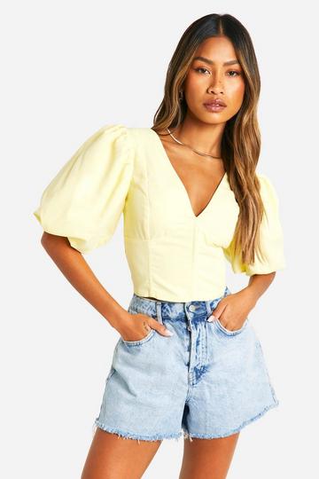 Lemon Yellow Puff Sleeve Corset