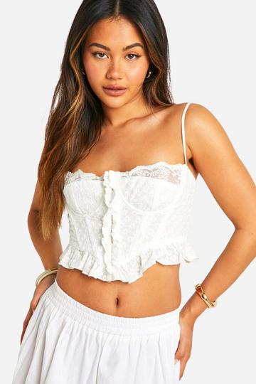 White Broderie Frill Hem Corset