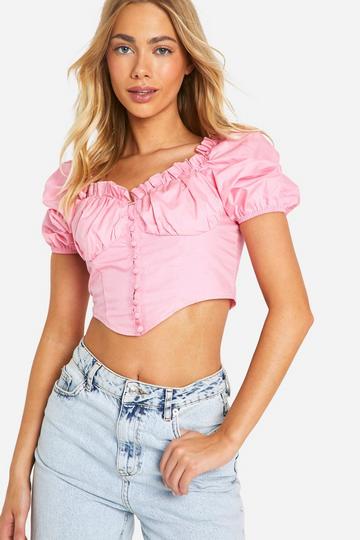 Volume Sleeve Cotton Poplin Corset pink