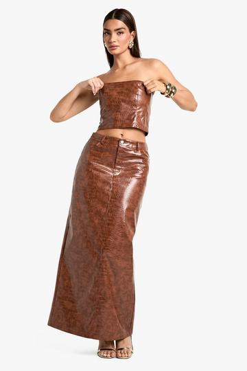 Nepleren Krokodillen Maxi Rok brown