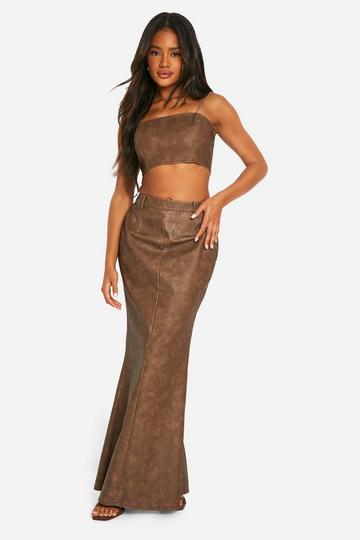 Gebleekte Nepleren Maxi Rok chocolate