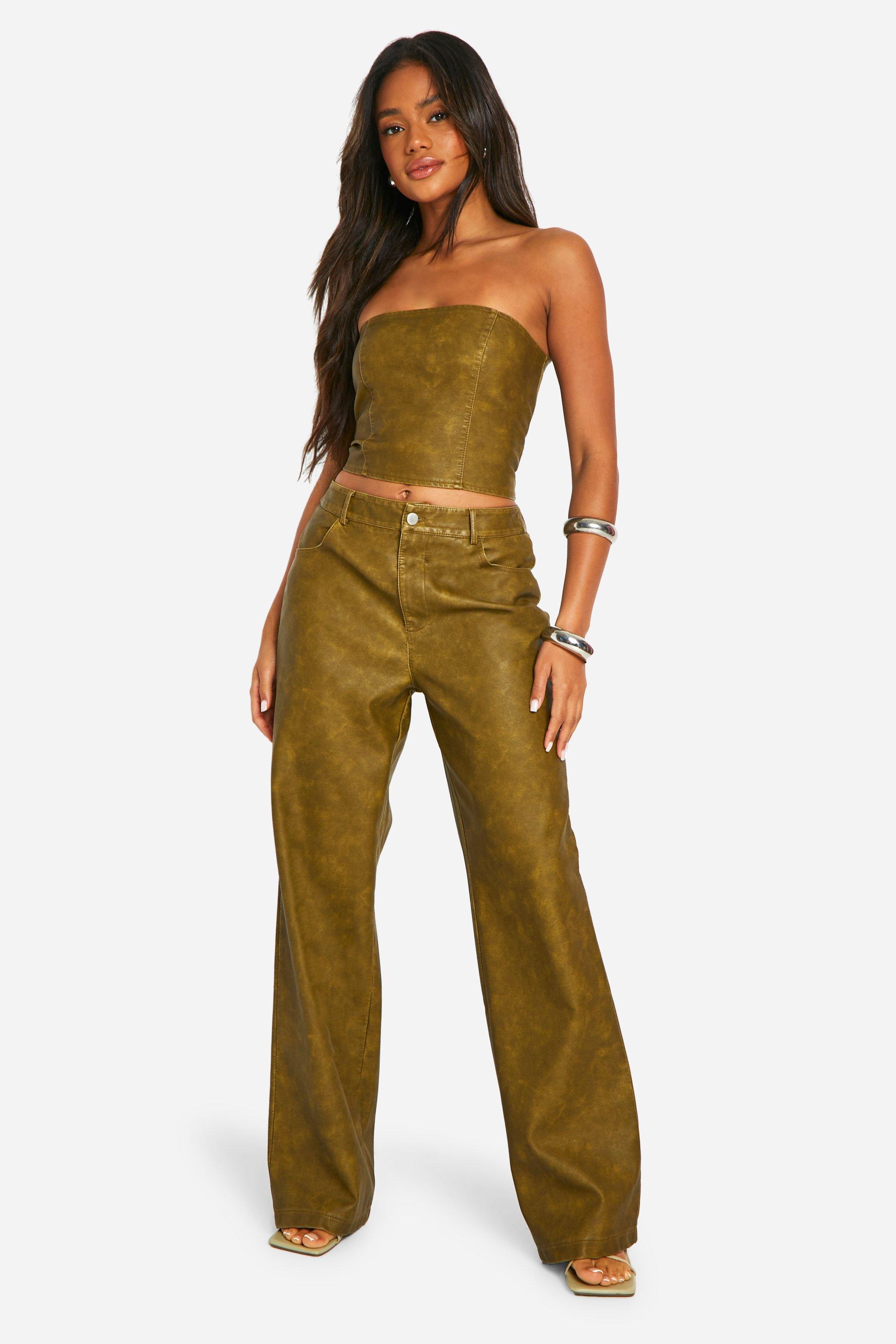 Faux leather straight leg trousers hotsell