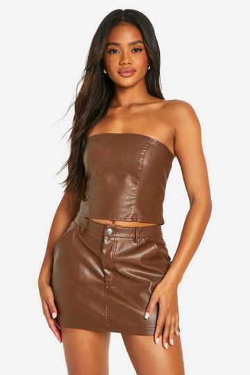 Faux Leather Mini Skirt chocolate