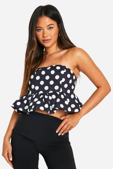 Black Polka Dot Peplum Bandeau