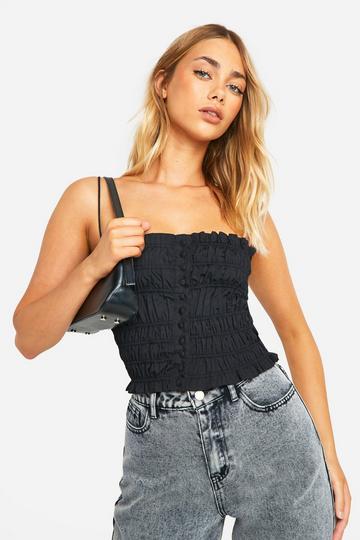 Shirred Jean Grazer Cami Top black