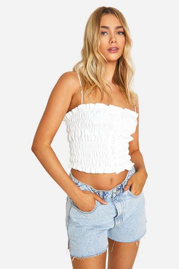 Shirred Jean Grazer Cami Top white