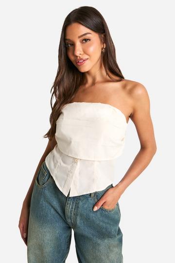 Ruched Bandeau Split Hem Corset stone