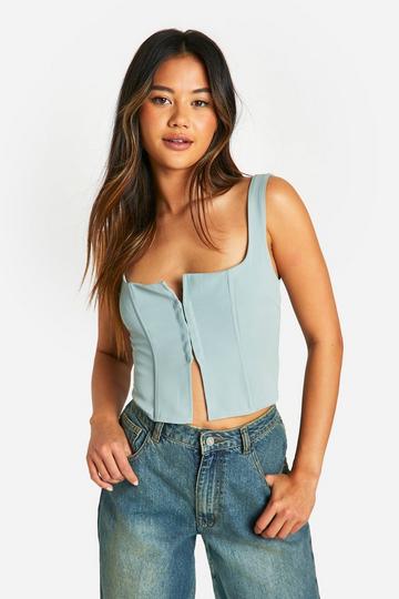 Square Neck Wide Strap Corset sage