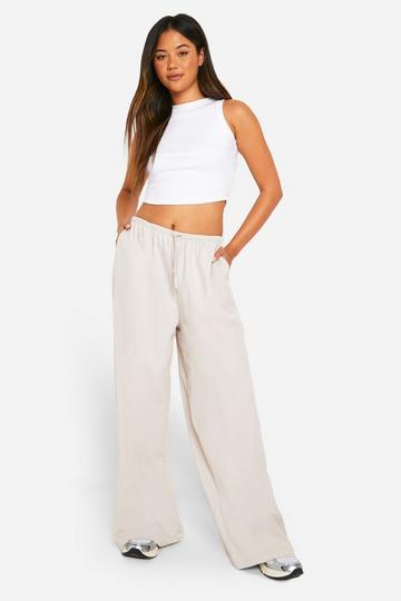 Stone Beige Slouchy Wide Leg Trouser