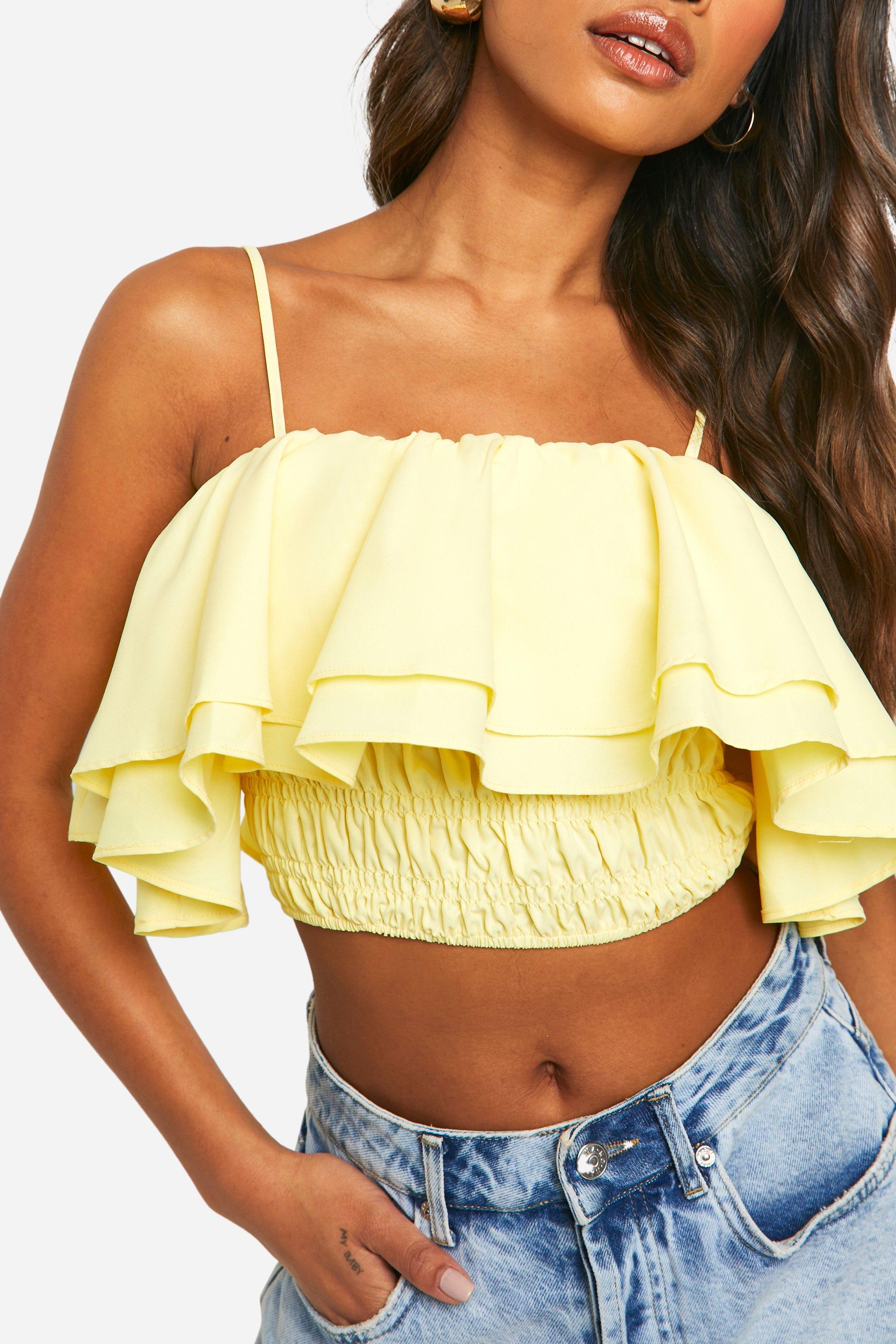 Open shoulder crop top clearance
