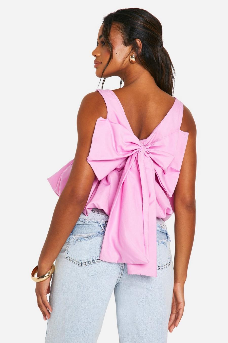 Pink Puffball Hem Bow Detail Cami   image number 1