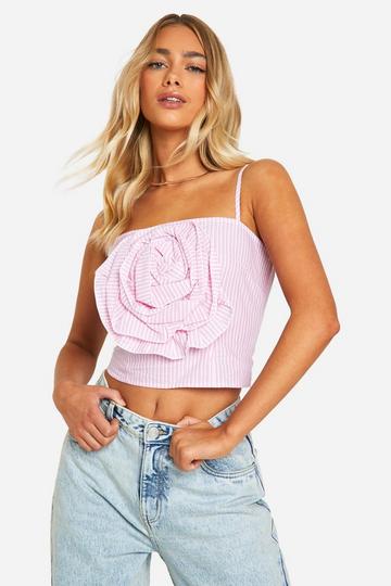 Pink Stripe Rose Detail Cami