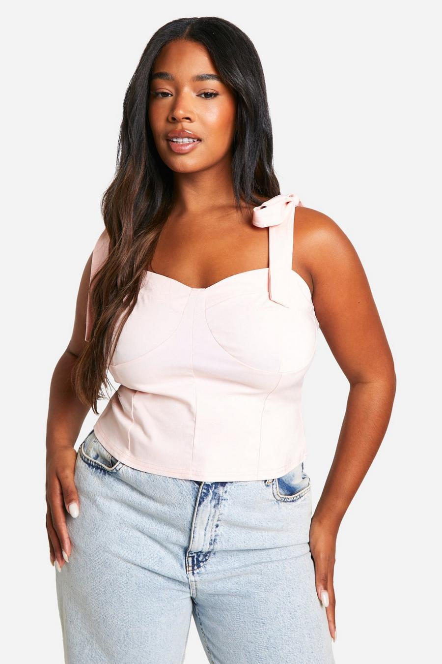 Grande taille - Corset à attaches, Baby pink