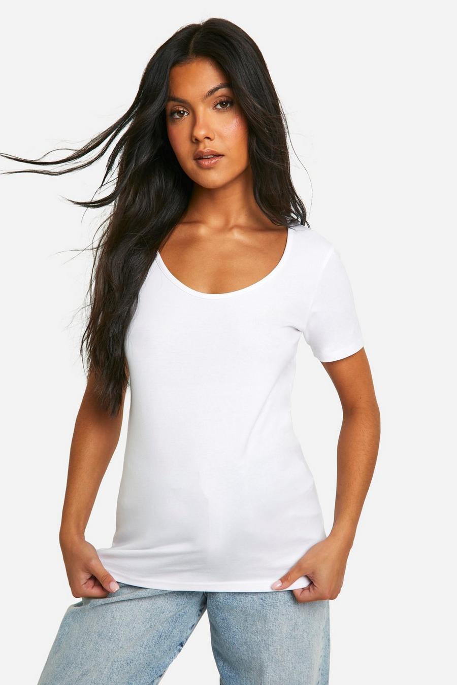 White Maternity Basic Scoop Neck Short Sleeve T-shirt image number 1