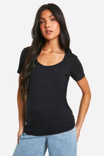 Maternity Basic Scoop Neck Short Sleeve T-shirt black