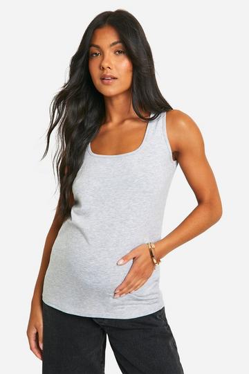 Maternity Basic Square Neck Tank Top Top grey marl