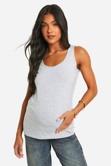 Grey Maternity Basic Scoop Neck Tank Top Top