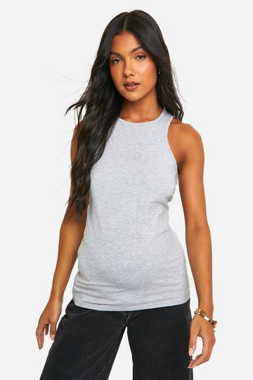 Maternity Basic Racer Neck Tank Top Top grey marl