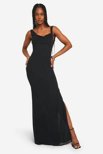 Tall Chiffon Cowl Neck Maxi Dress black