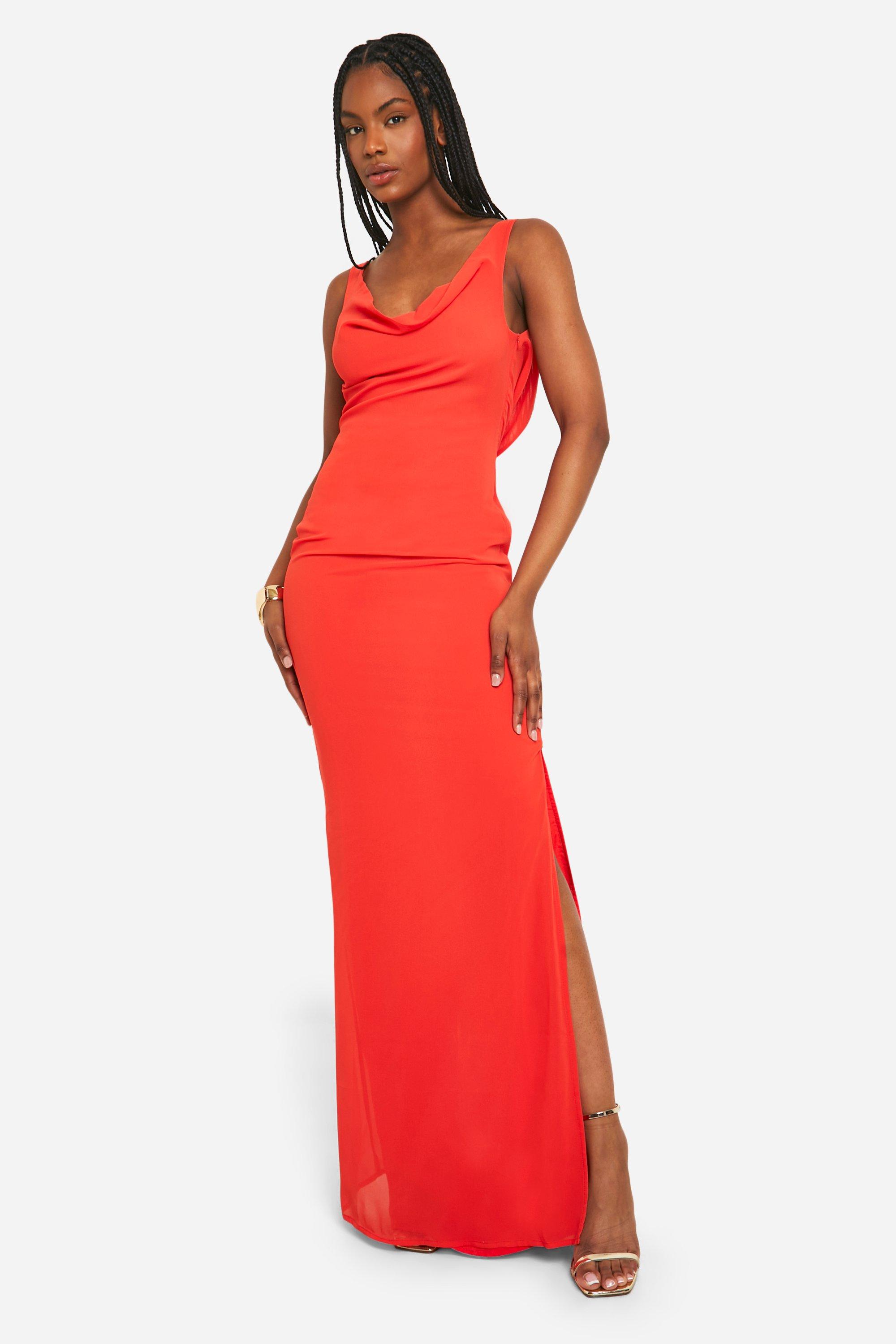 Tall Chiffon Cowl Neck Maxi Dress boohoo