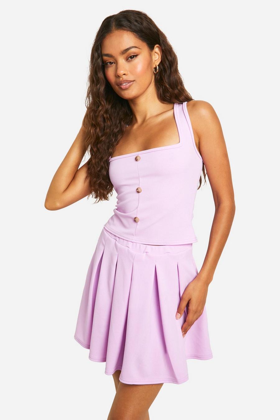 Lilac Stretch Crepe Square Neck Corset image number 1