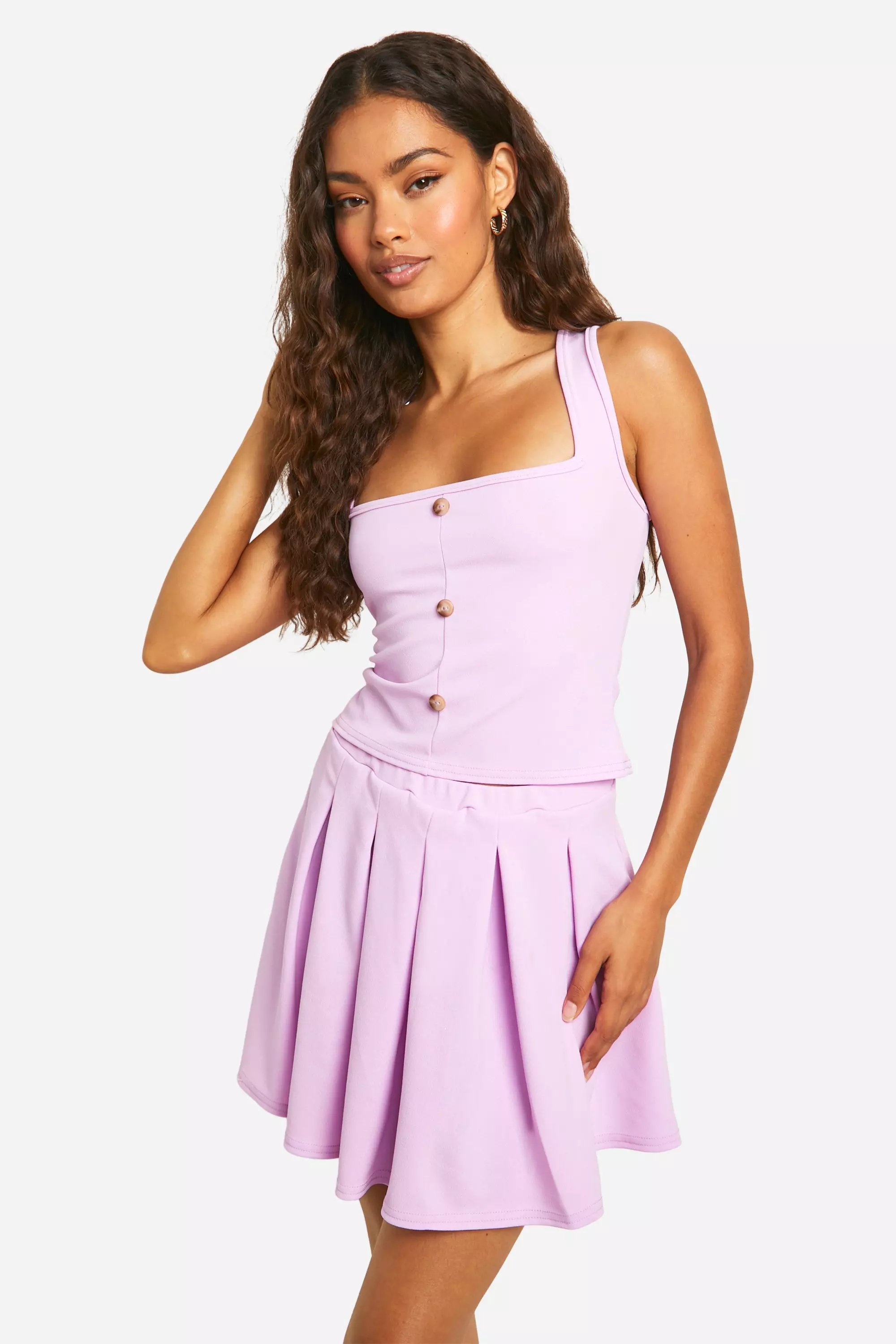 Lilac Stretch Crepe Square Neck Corset alternative image