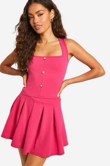 Pink Stretch Crepe Square Neck Corset