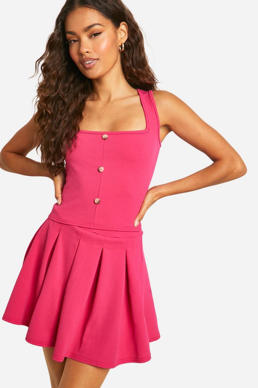 Bright pink Stretch Crepe Square Neck Corset image number 1