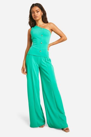 Bright Neon Stretch Crepe Wide Leg Pants