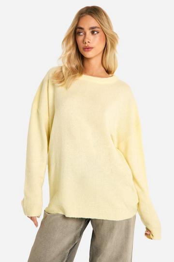 Soft Knit Crew Neck Longline Sweater butter